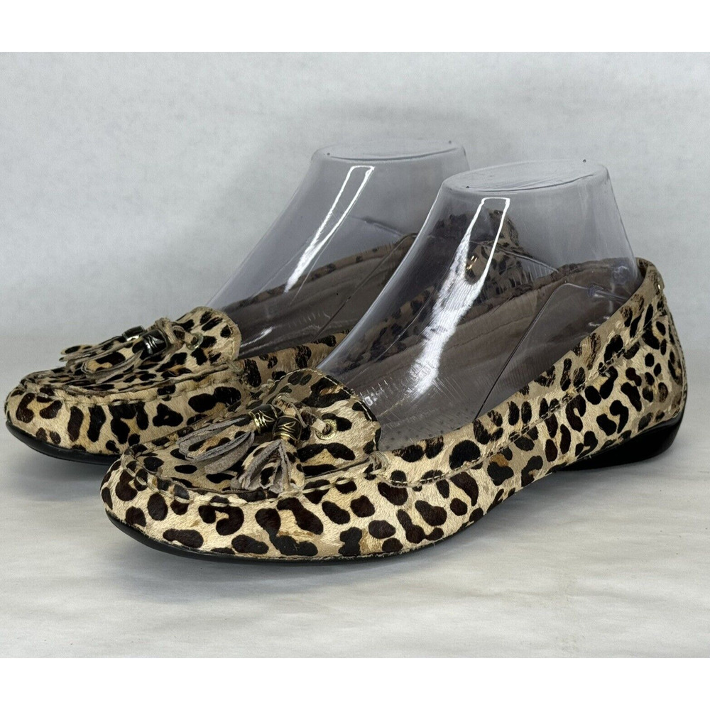 Sperry Top Sider Loafers Shoes Womens 7M Brown‎ Leopard Calf Hair Tassel Leather
